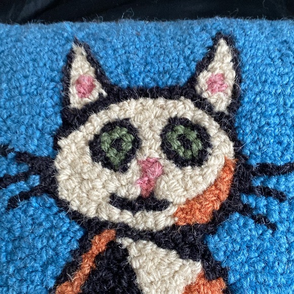 Wool Velvet Handmade Vintage Cat Pillow - Picture 2 of 12